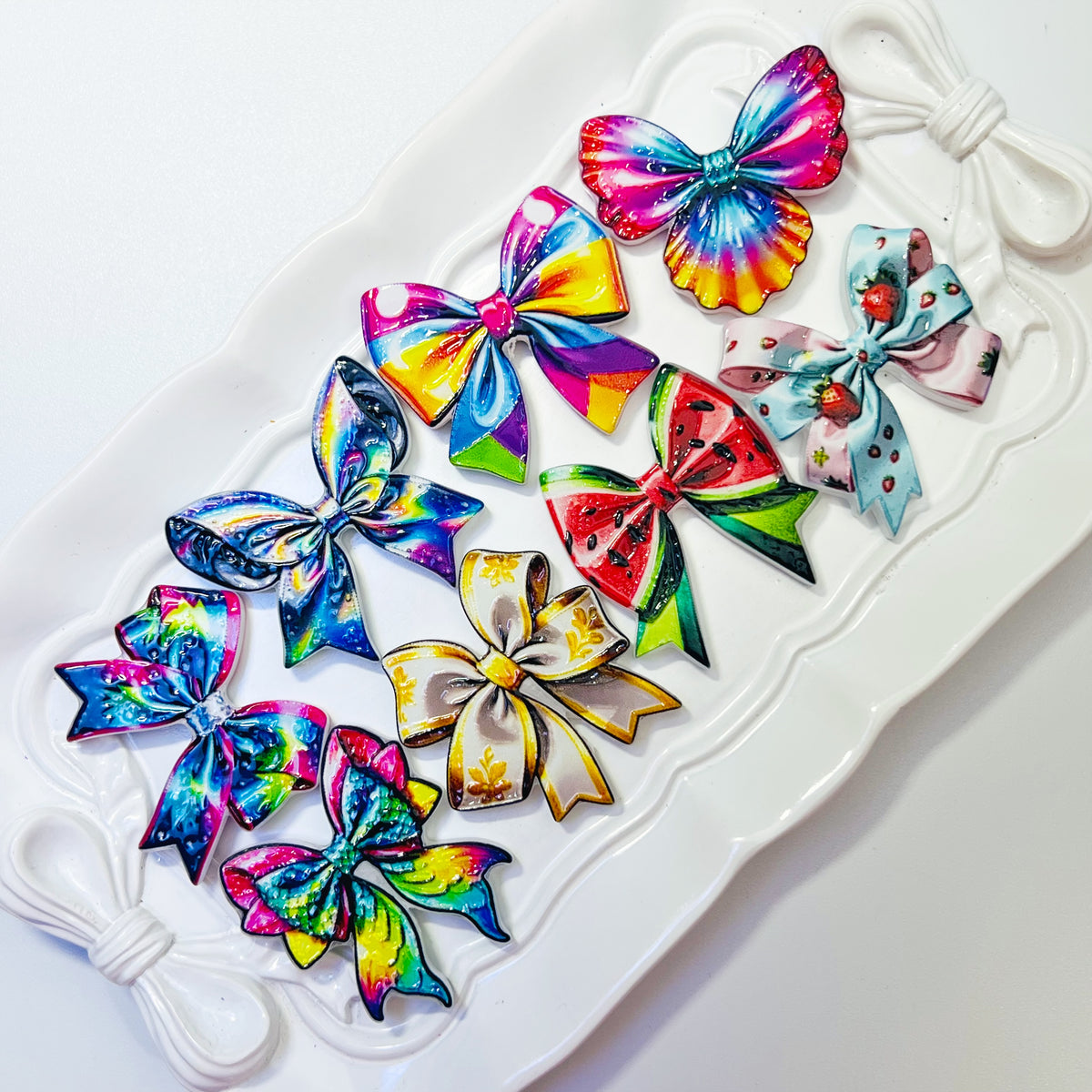 C5 - Mix Rainbow Bow Acrylic Focals - 7pcs