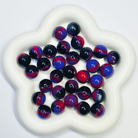 E9 - 16mm Red/Purple/Black Resin Cateye - 15pcs