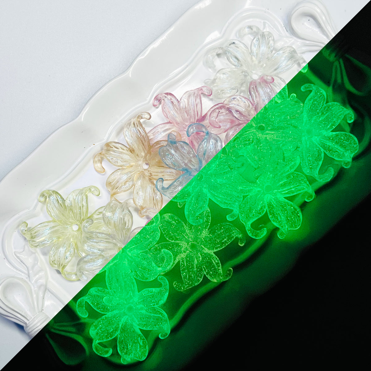 E6 - Glowing Large Flower Spacers - 10pcs
