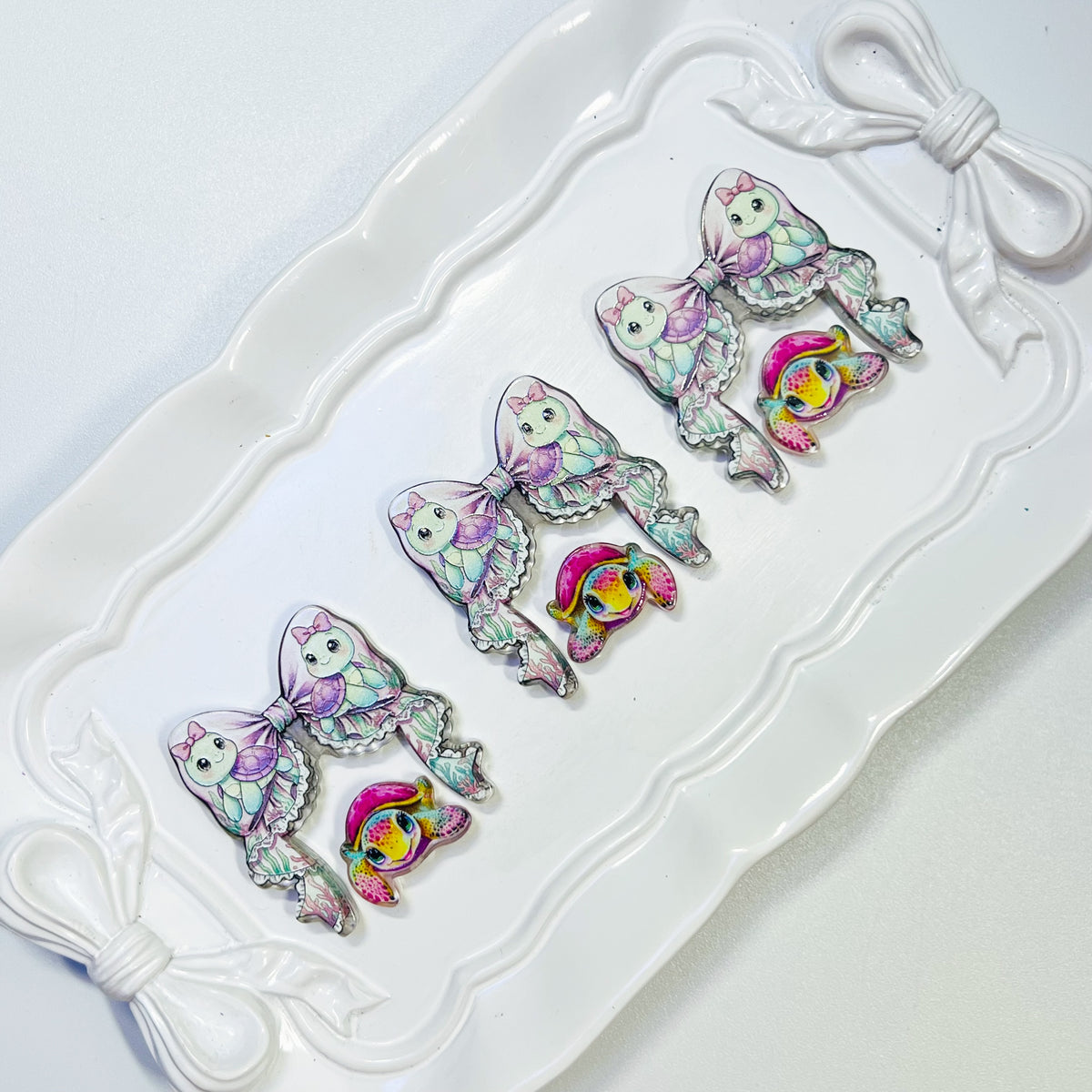 D10 - Acrylic Focal Set - 3 Sets - Cute Turtle