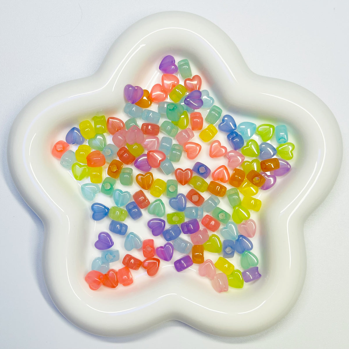 B7 - 8mm Jelly Mix Hearts - 100pcs