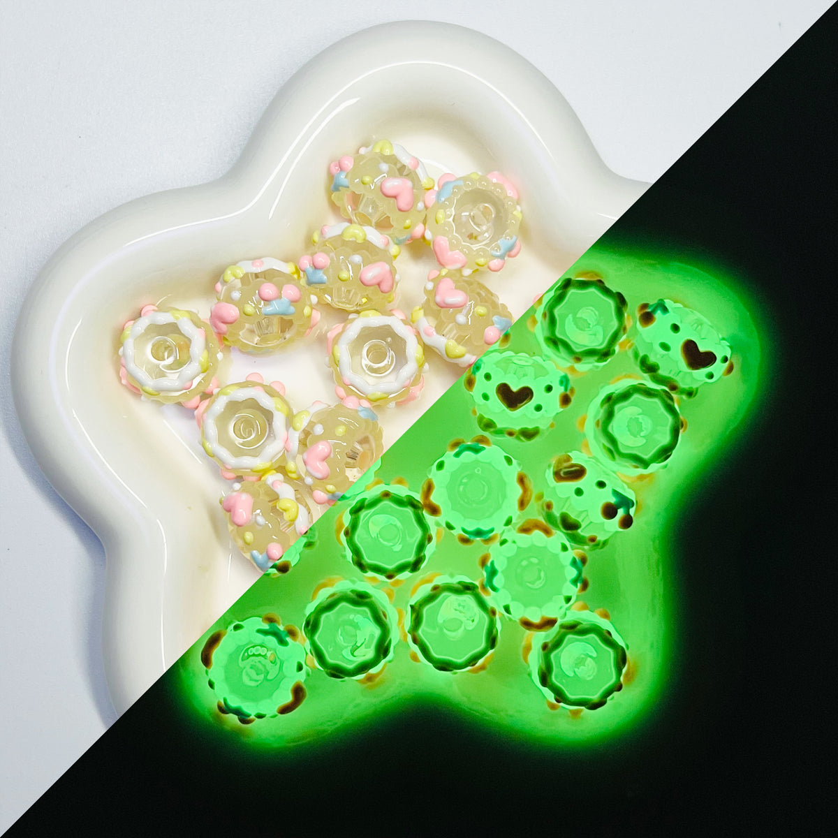 E5 - Glowing Handpainted Beads - 15pcs
