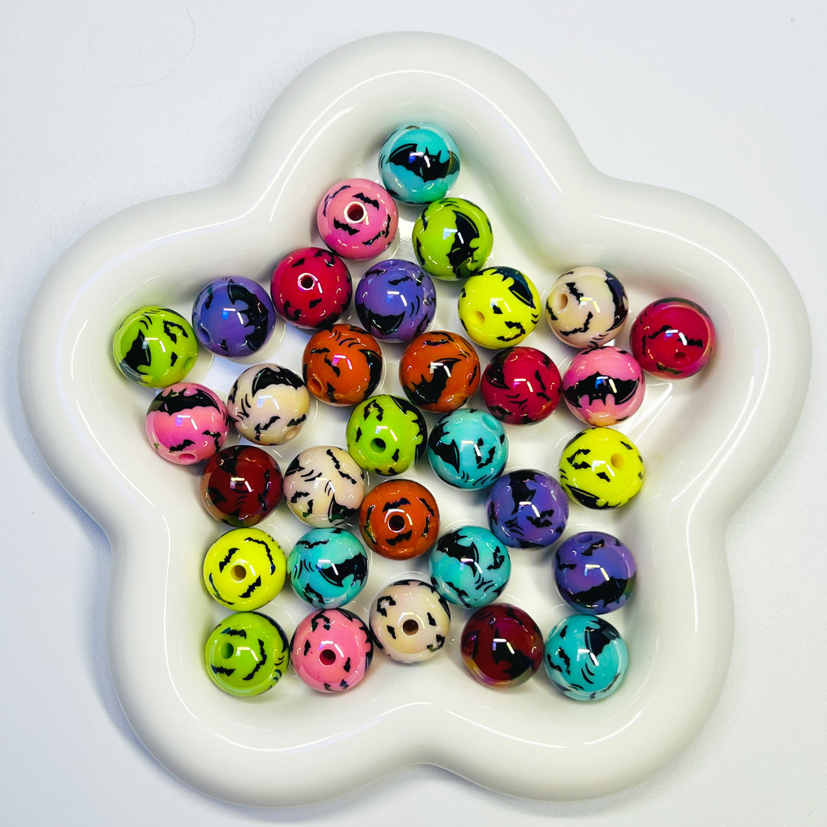 A5 - 16mm 360 Printed Bats Mix Color - 15pcs