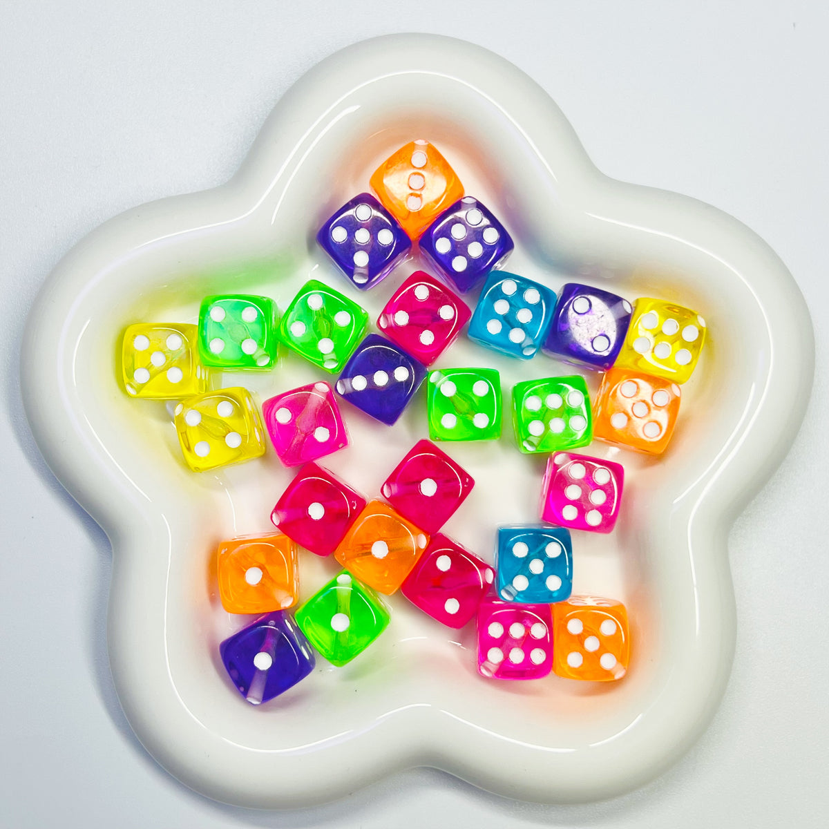 C9 - Transparent Neon Corner Drill Dice - 15pcs