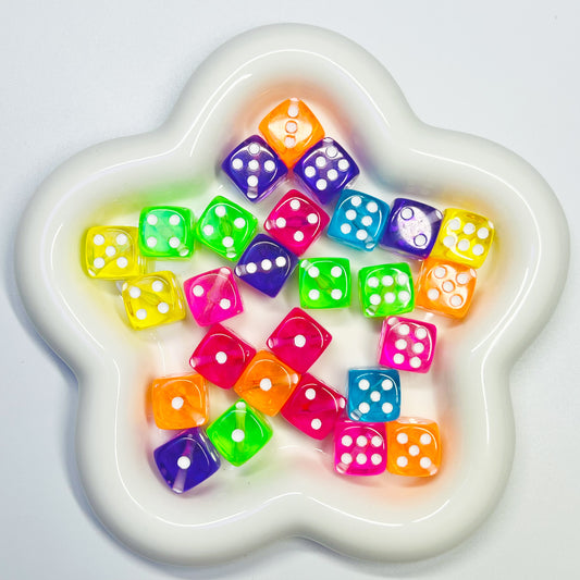 C9 - Transparent Neon Corner Drill Dice - 15pcs